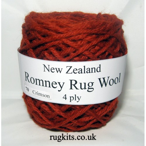 Romney rug wool 100g ball crimson
